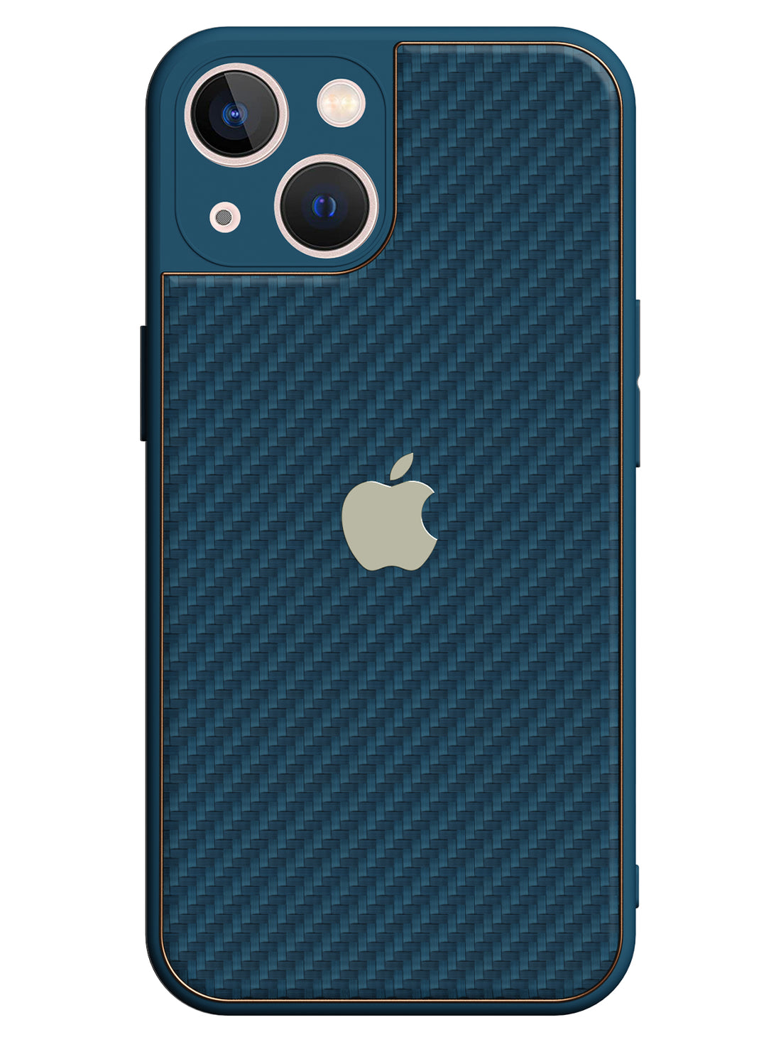 Carbon Leather Chrome Case - iPhone 13 Mini (Navy Blue)