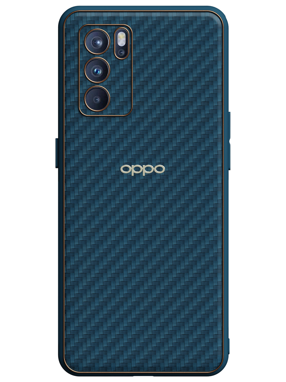 Carbon Leather Chrome Case - Oppo Reno 6 Pro 5G (Navy Blue)