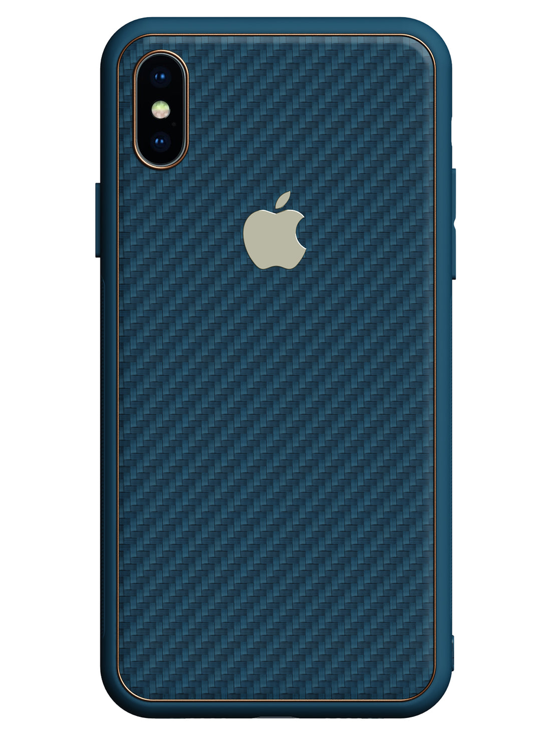 Carbon Leather Chrome Case - iPhone X/XS (Navy Blue)