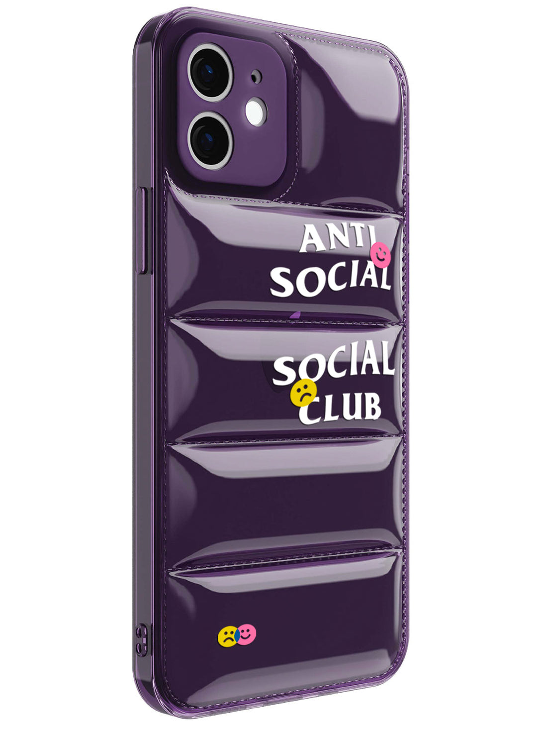 Anti Social Puffer Case - iPhone 12 (Purple Clear)