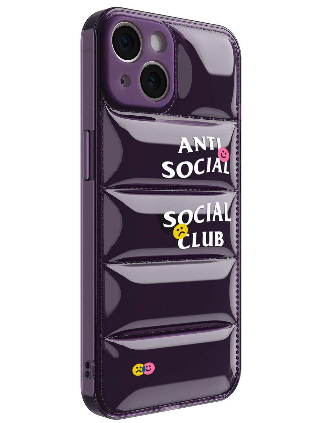 Anti Social Puffer Case - iPhone 15 (Purple Clear)