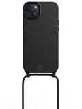 Black Silicon Crossbody Sling Case for iPhone 14 Plus