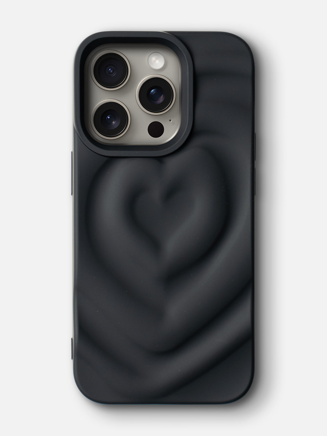 3D Heart Ripple Flexible Case iPhone 15 Pro Max (Matte Black)
