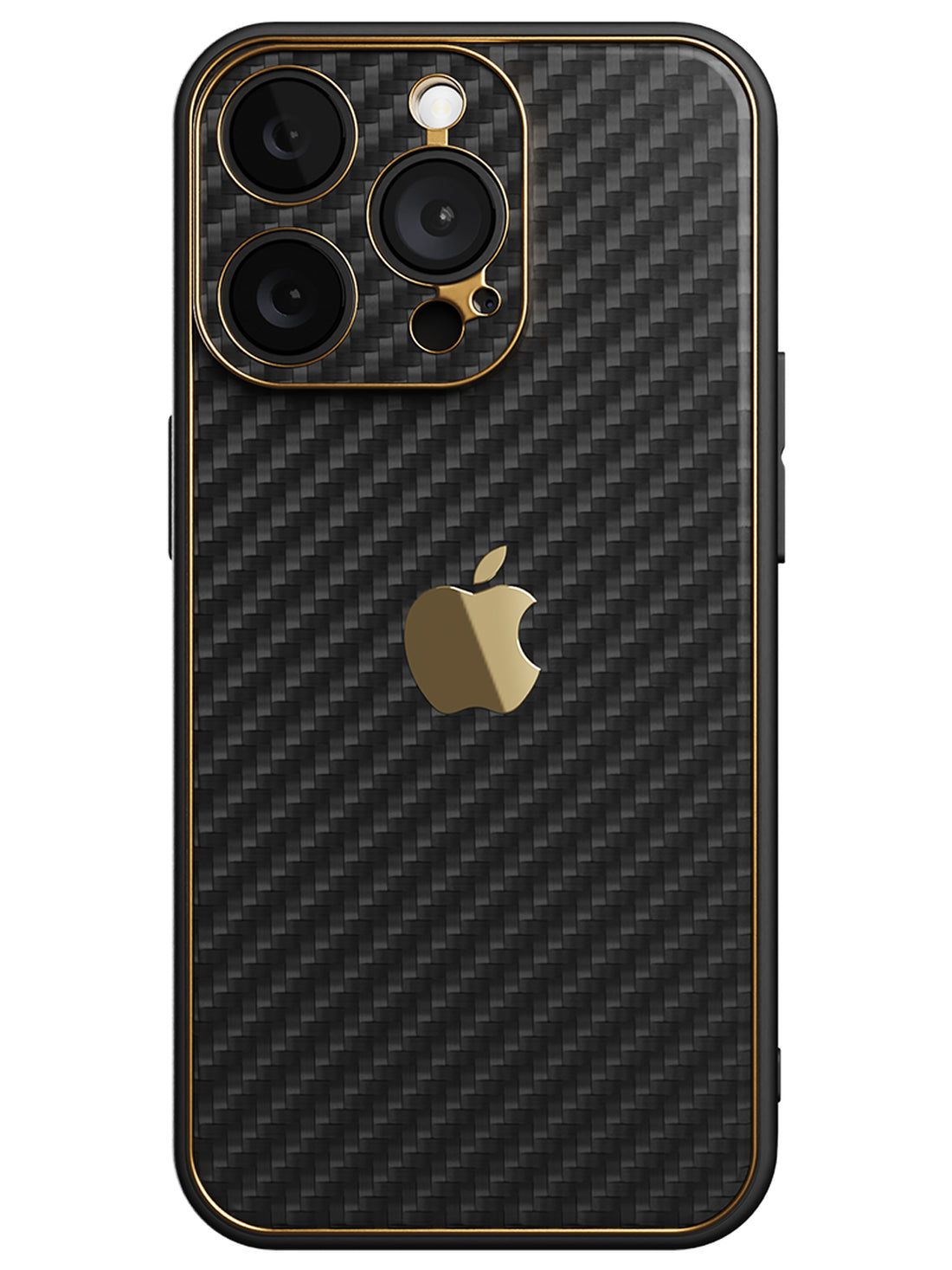 Black Carbon Leather Chrome Case for iPhone 15 Pro