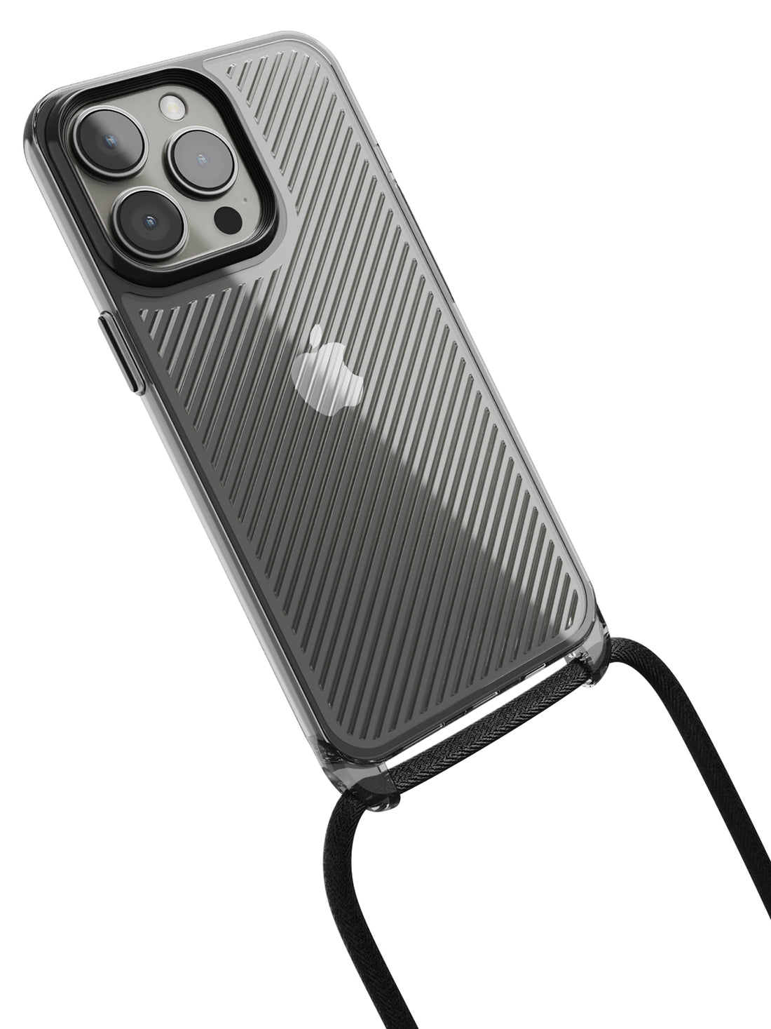 Clear Diagonals Crossbody Sling Case - iPhone 13 Pro (Clear - Black)