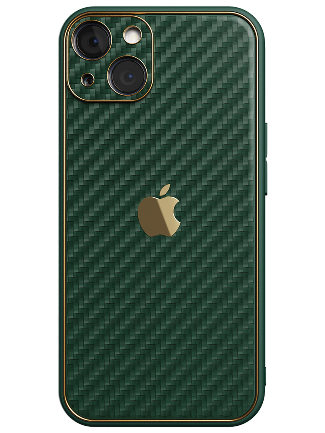 Carbon Leather Chrome Case - iPhone 14 (Green)