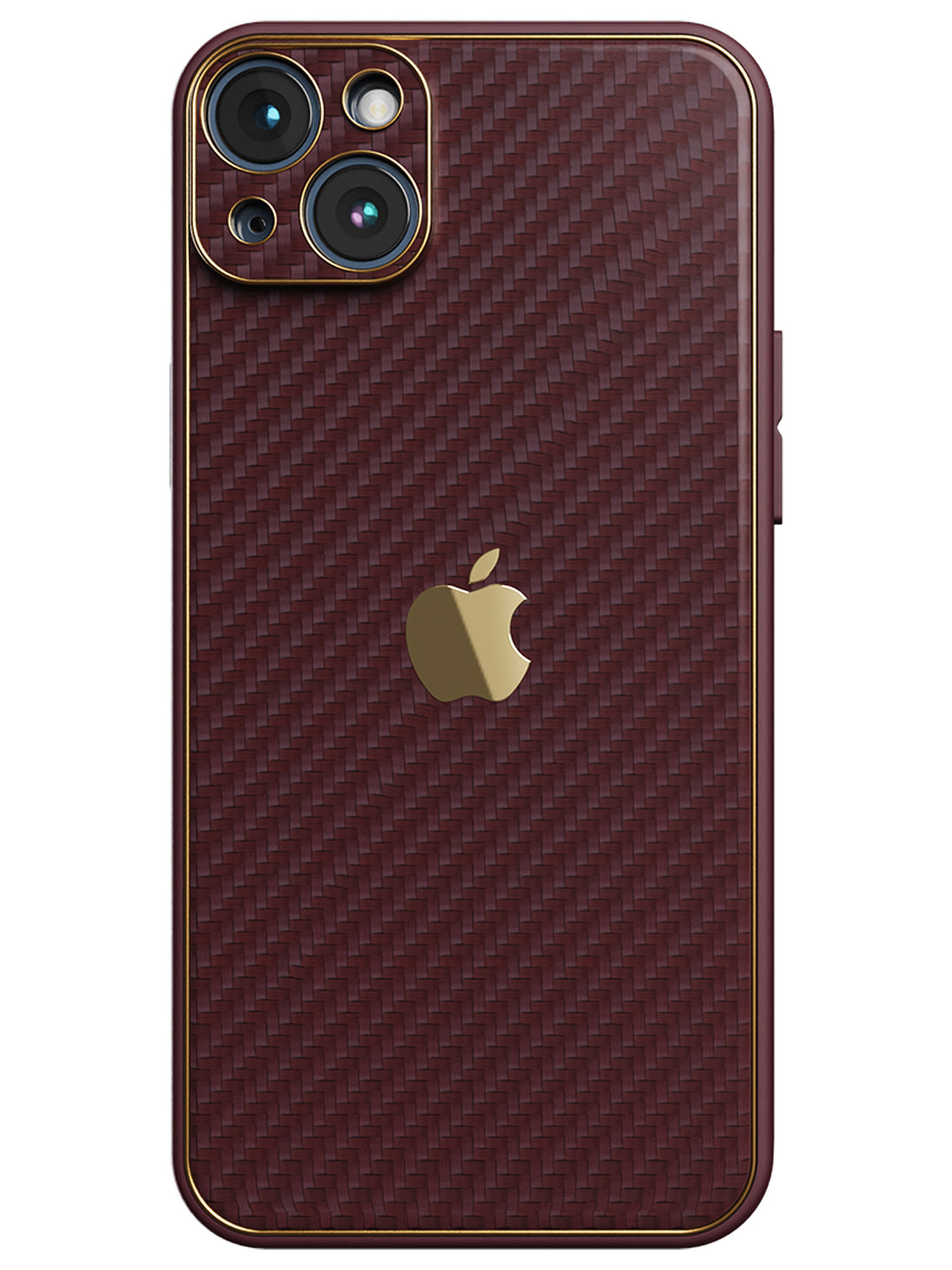 Carbon Leather Chrome Case - iPhone 14 Plus (Plum Red)