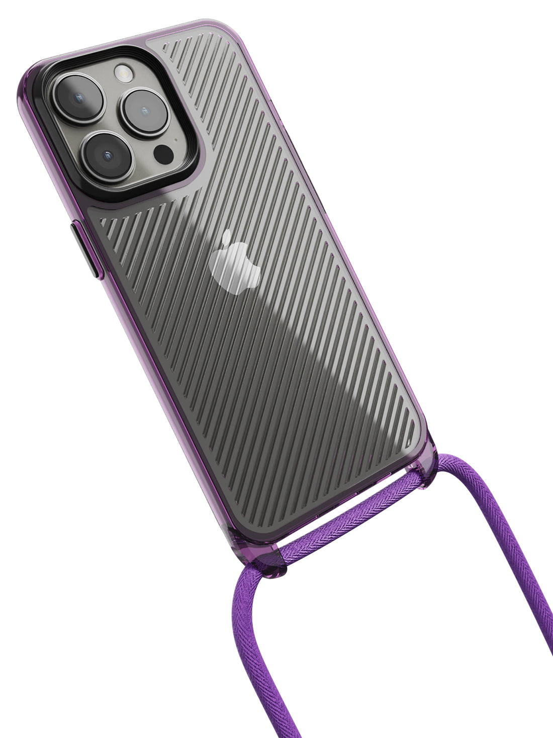 Clear Diagonals Crossbody Sling Case - iPhone 13 Pro (Clear - Purple)