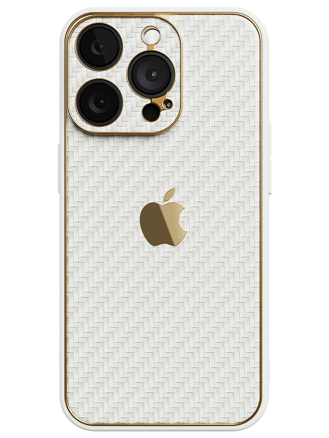 Carbon Leather Chrome Case - iPhone 14 Pro (White)