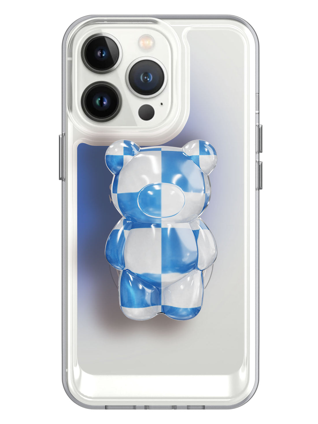 Stay Simple Clear Case with Blue Bear Pop Socket - iPhone 13 Pro