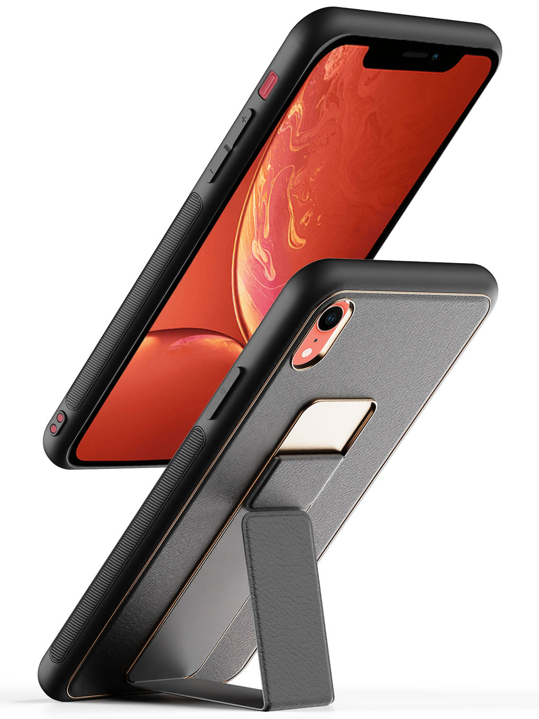 Leather Chrome Cover with Stand - iPhone XR