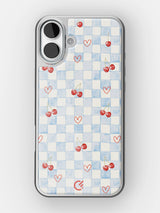 Cherry Heart Gingham Glossy Printed Case - iPhone 16 Plus