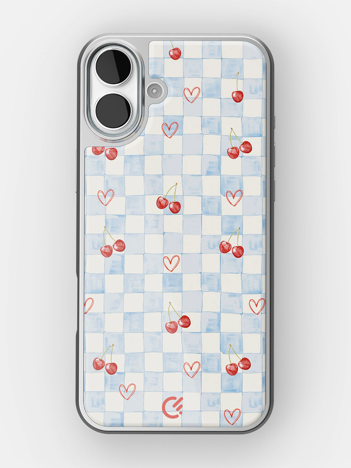Cherry Heart Gingham Glossy Printed Case - iPhone 17