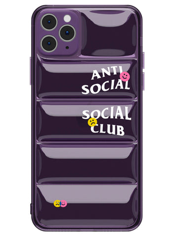 Anti Social Puffer Case - iPhone 11 Pro Max (Purple Clear)