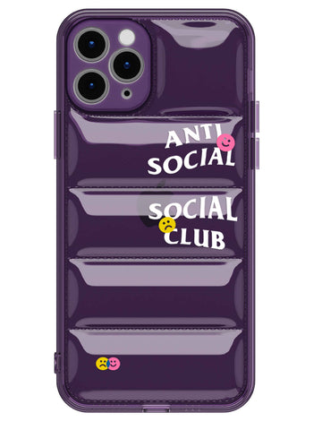 Anti Social Puffer Case - iPhone 11 Pro (Purple Clear)