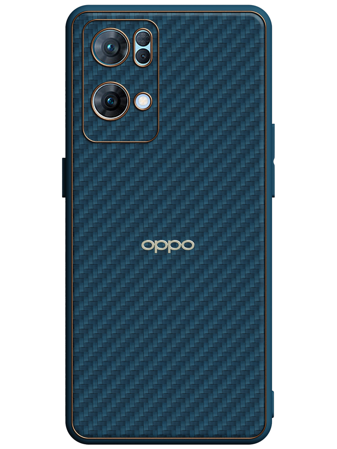 Carbon Leather Chrome Case - Oppo Reno 7 Pro 5G (Navy Blue)