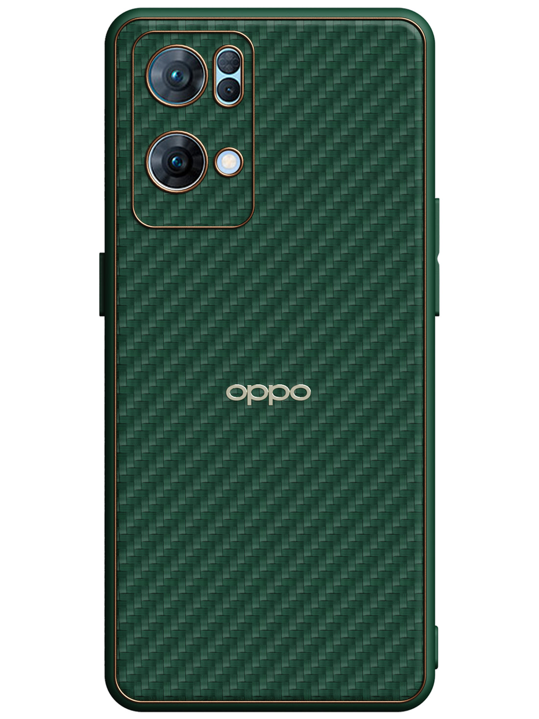 Carbon Leather Chrome Case - Oppo Reno 7 Pro 5G (Green)