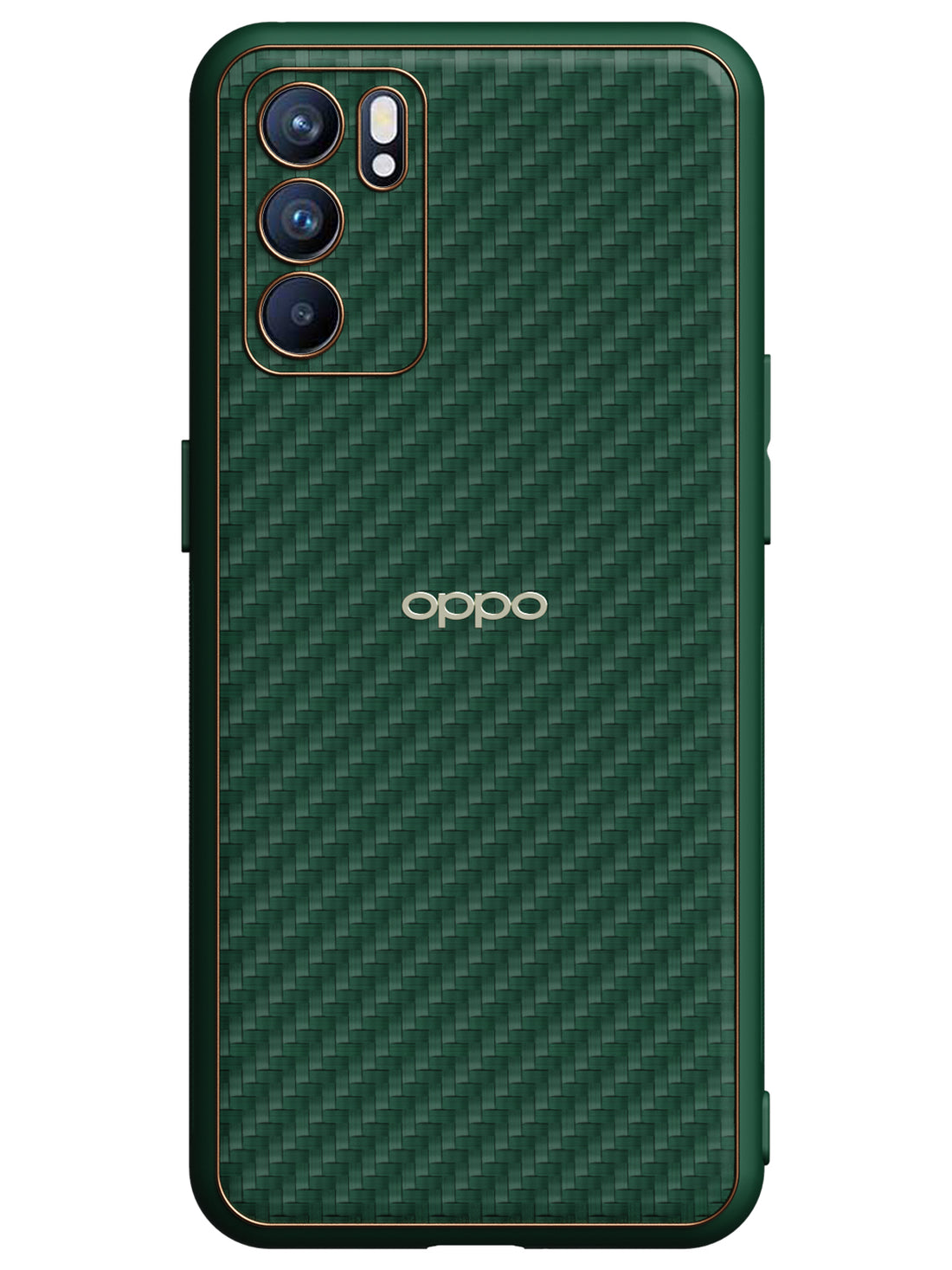 Carbon Leather Chrome Case - Oppo Reno 6 5G (Green)