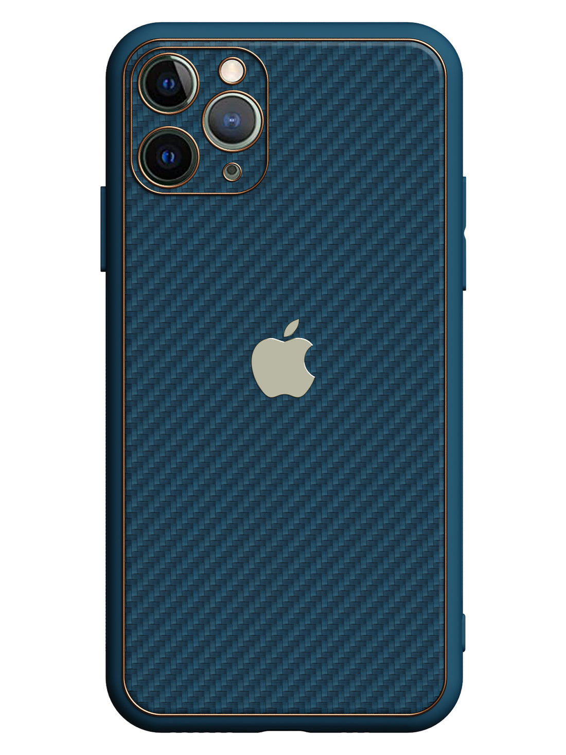 Carbon Leather Chrome Case - iPhone 11 Pro (Navy Blue)