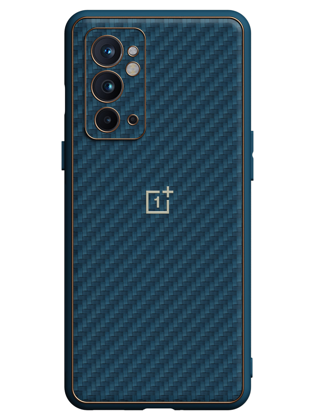 Carbon Leather Chrome Case - OnePlus 9RT 5G (Navy Blue)