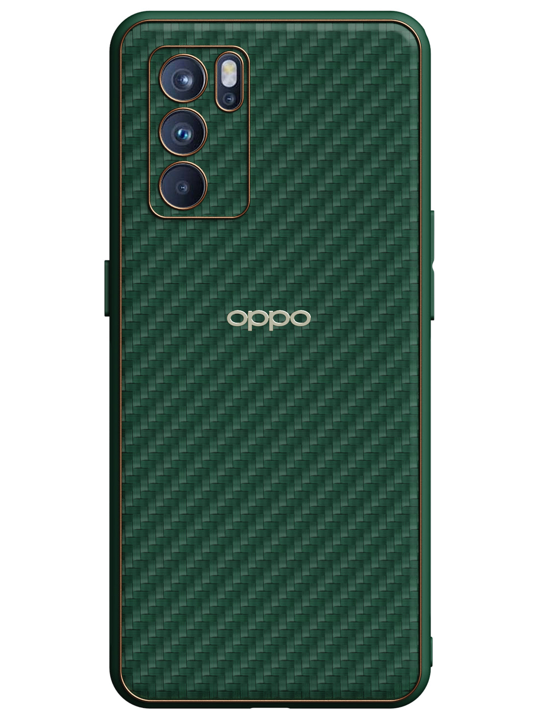 Carbon Leather Chrome Case - Oppo Reno 6 Pro 5G (Green)