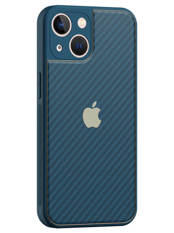 Carbon Leather Chrome Case - iPhone 13 Mini (Navy Blue)