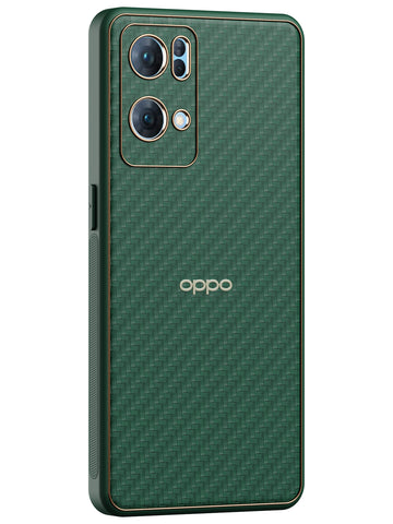 Carbon Leather Chrome Case - Oppo Reno 7 Pro 5G (Green)