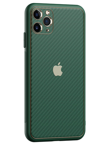 Carbon Leather Chrome Case - iPhone 11 Pro Max (Green)