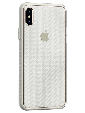 Carbon Leather Chrome Case - iPhone X/XS (White)