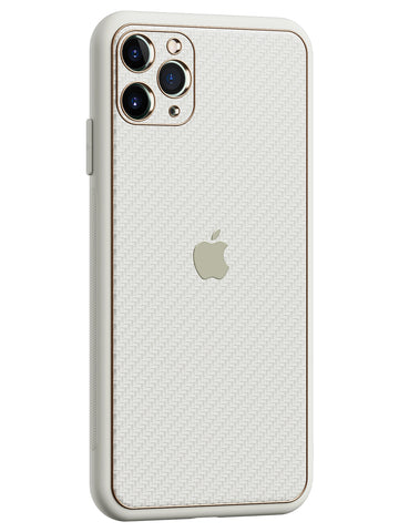 Carbon Leather Chrome Case - iPhone 11 Pro Max (White)
