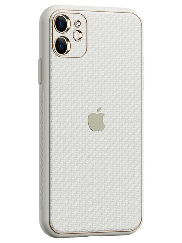 Carbon Leather Chrome Case - iPhone 11 (White)