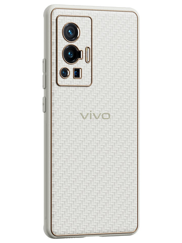 Carbon Leather Chrome Case - Vivo X70 Pro 5G (White)