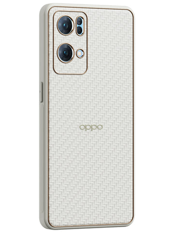 Carbon Leather Chrome Case - Oppo Reno 7 Pro 5G (White)