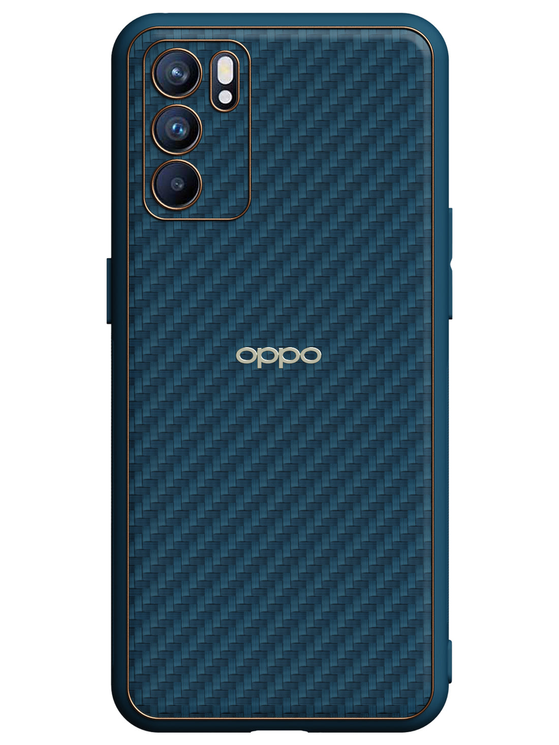 Carbon Leather Chrome Case - Oppo Reno 6 5G (Navy Blue)