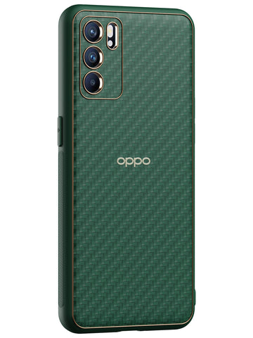 Carbon Leather Chrome Case - Oppo Reno 6 5G (Green)