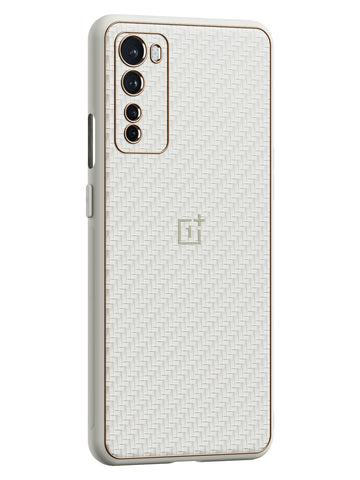 Carbon Leather Chrome Case - OnePlus Nord 5G (White)