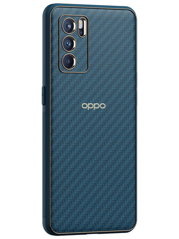 Carbon Leather Chrome Case - Oppo Reno 6 Pro 5G (Navy Blue)