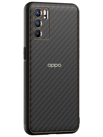 Carbon Leather Chrome Case - Oppo Reno 6 5G (Black)