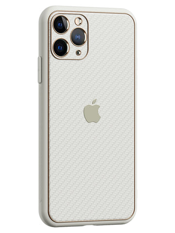 Carbon Leather Chrome Case - iPhone 11 Pro (White)