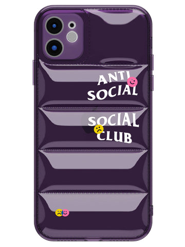 Anti Social Puffer Case - iPhone 11 (Purple Clear)