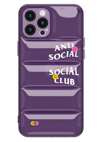Anti Social Puffer Case - iPhone 12 Pro Max (Purple Clear)