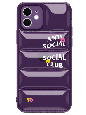 Anti Social Puffer Case - iPhone 12 (Purple Clear)