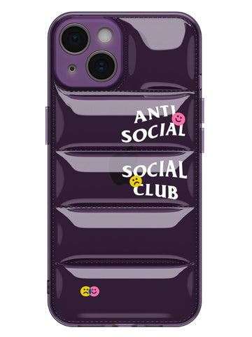 Anti Social Puffer Case - iPhone 14 (Purple Clear)
