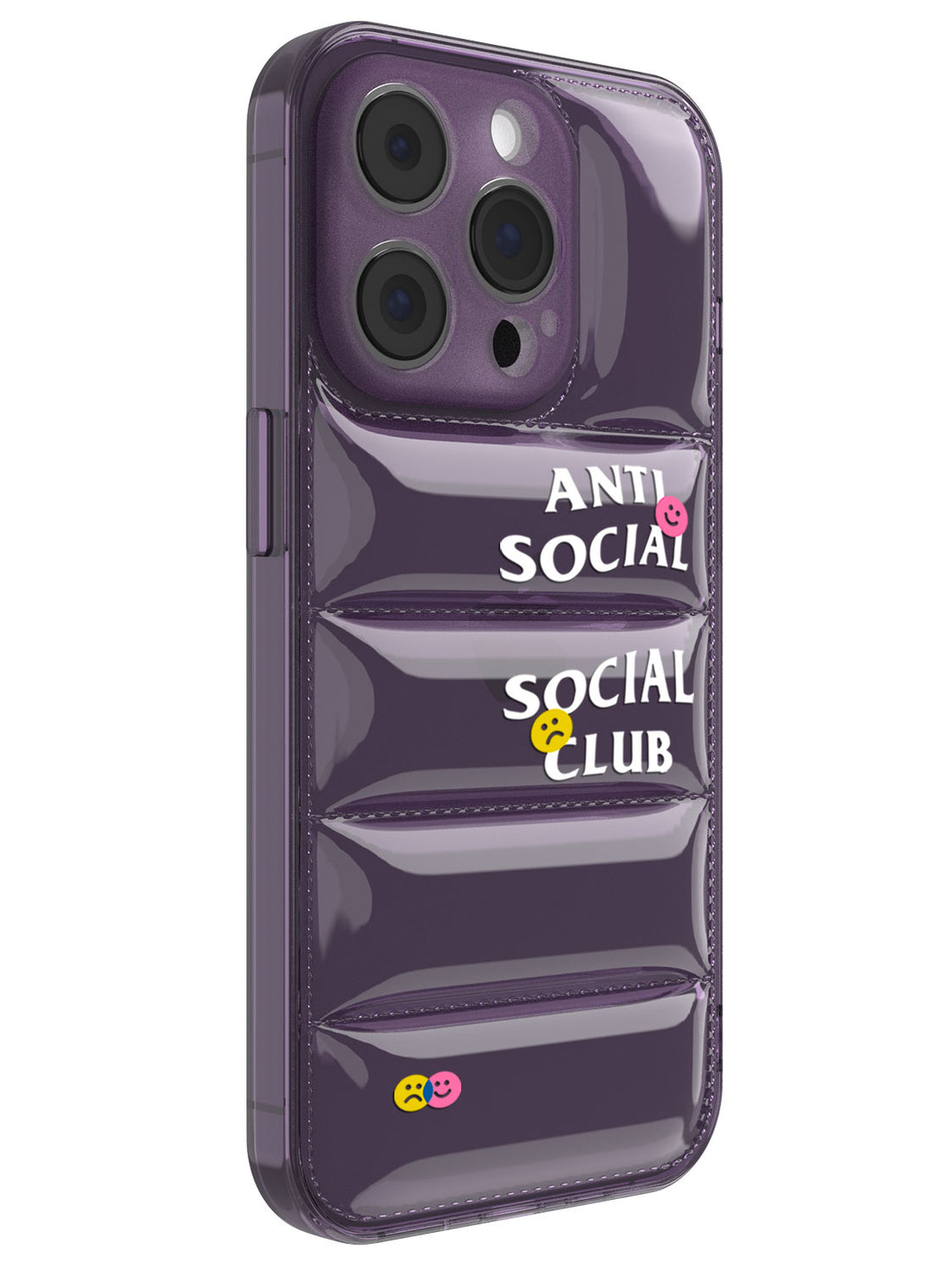 Anti Social Puffer Case - iPhone 14 Pro (Purple Clear)