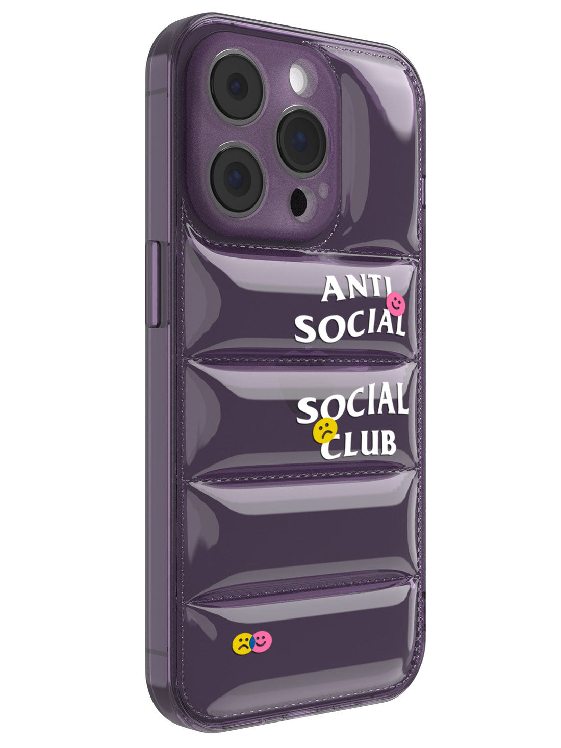 Anti Social Puffer Case - iPhone 15 Pro (Purple Clear)
