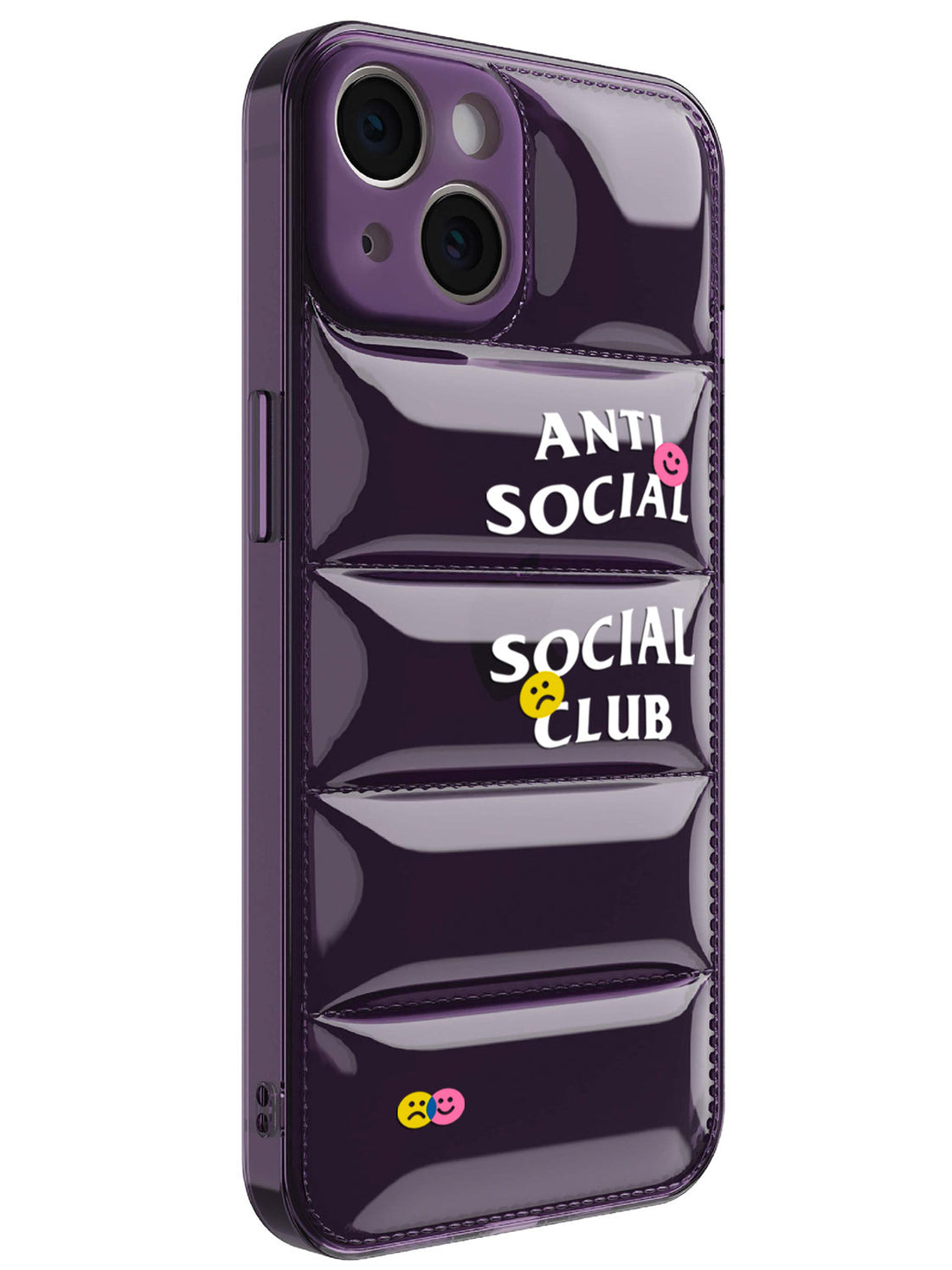 Anti Social Puffer Case - iPhone 14 (Purple Clear)