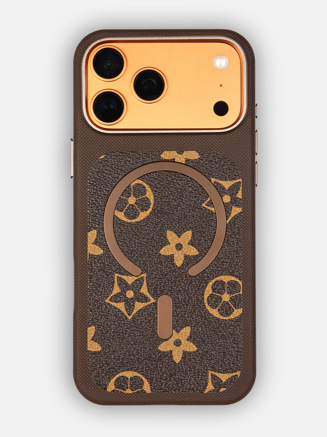 MagSafe Dual Texture Leather Pattern Case - iPhone 17 Pro (Dark Brown)