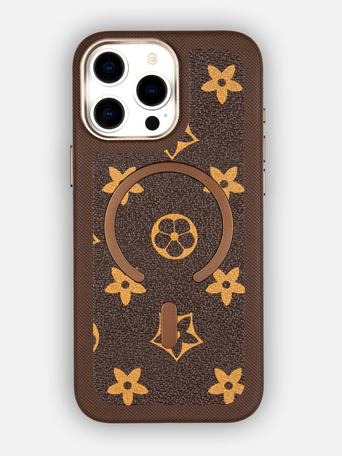MagSafe Dual Texture Leather Pattern Case - iPhone 16 Pro Max (Dark Brown)