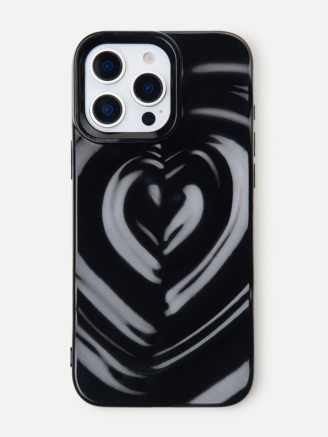 3D Heart Ripple Flexible Case - iPhone 14 (Liquid Black)