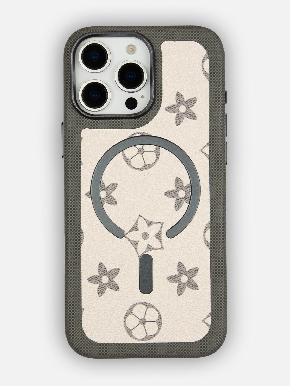 MagSafe Dual Texture Leather Pattern Case - iPhone 16 Pro Max (Steel Gray)